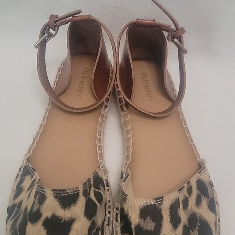 Old Navy Black Brown Animal Print Espadrilles Size  8 - Picture 4 of 10